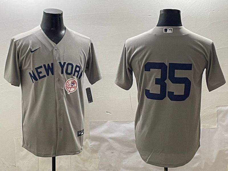Men New York Yankees #35 No Name Grey Game 2025 Nike MLB Jersey style 3165